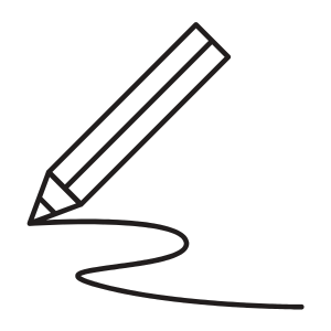Pencil drawing a line on the ground