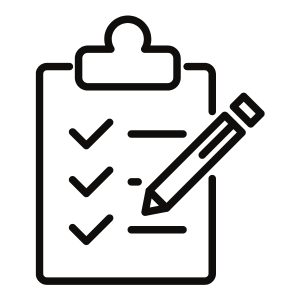 Pencil crossing off items on a checklist attached to a clipboard