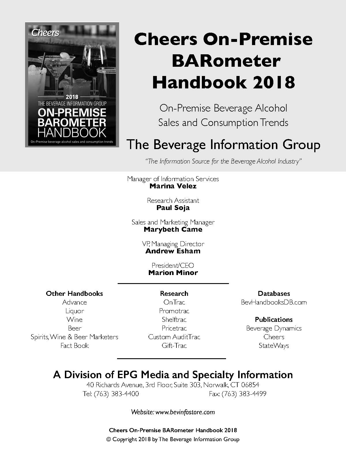 2018 Cheers On-Premise BARometer Handbook  - On Sale 60% Off 2018 Published Price
